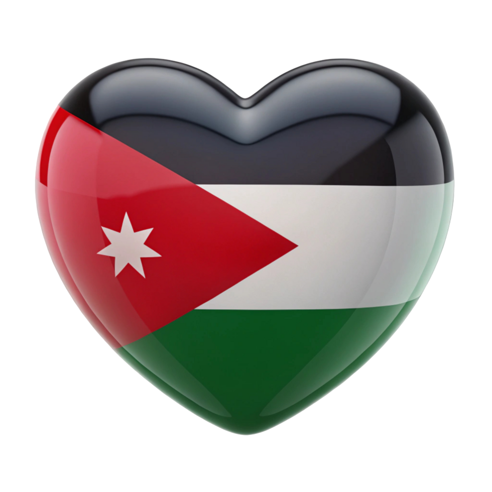 Heart Shaped Jordanian Flag Perfect for Patriotic Displays and Projects png