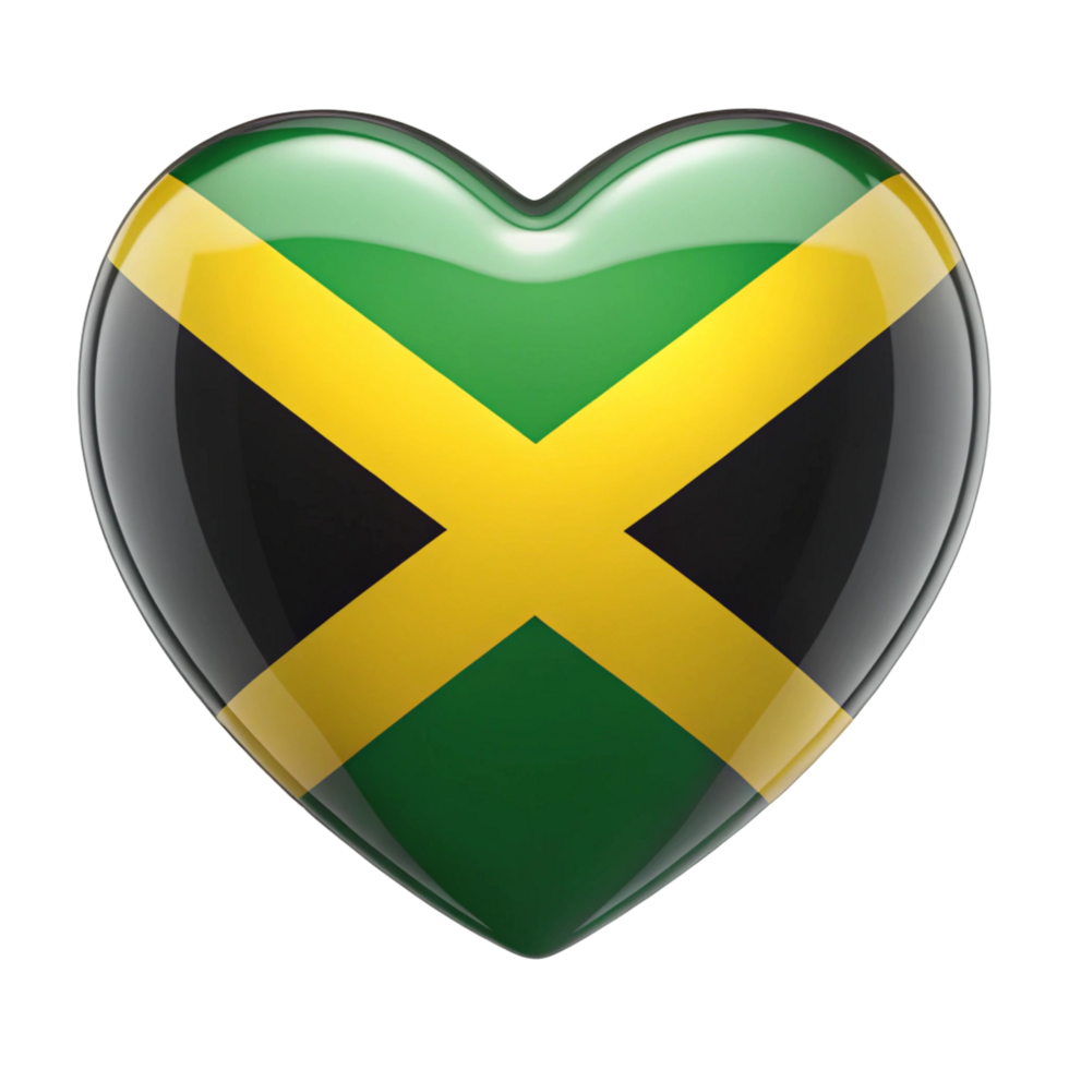 Jamaican Flag Heart Shape Perfect for Patriotic Displays and Celebrations png