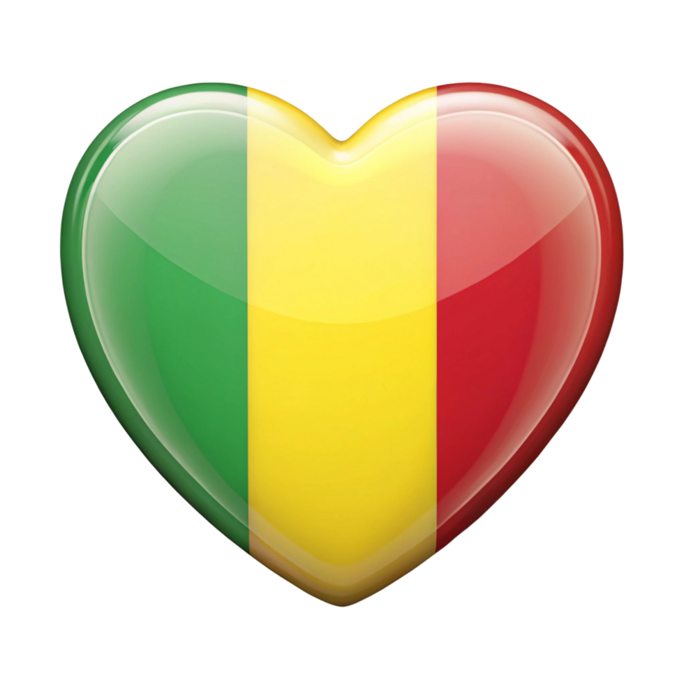 Mali Flag Heart Shape Perfect for Patriotic Designs and Mali themed Projects png