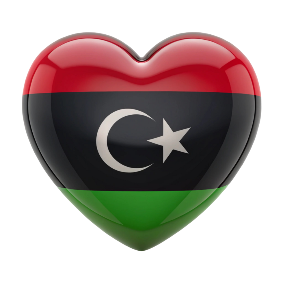 Heart Shaped Libyan Flag Perfect for Patriotic Displays and Expressions of National Pride png
