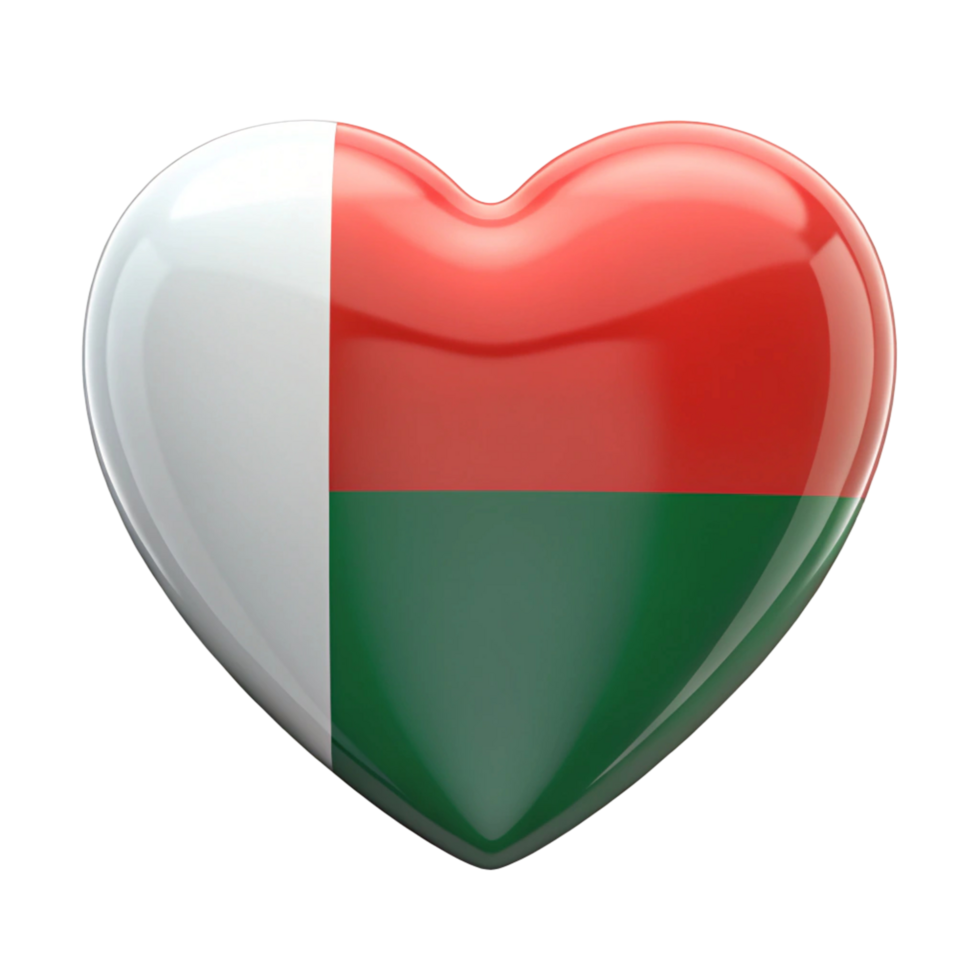 Madagascar Flag Heart Shape Perfect for National Day Celebrations and Patriotic Displays png