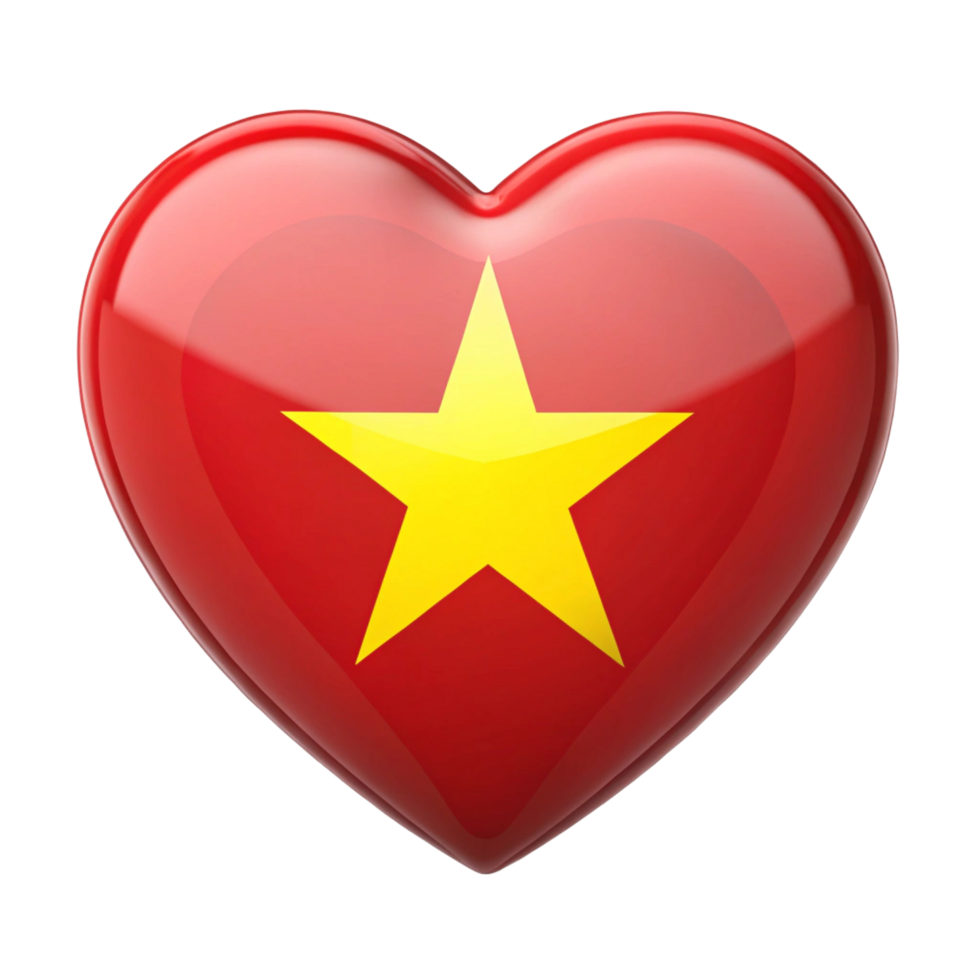 Flag of Vietnam in Heart Shape with Country Map png