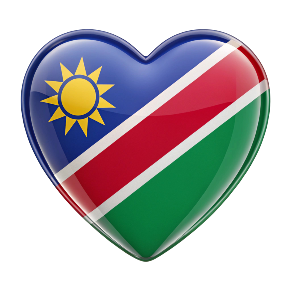 Heart Shaped Namibian Flag Perfect for Patriotic Displays and Celebrations png