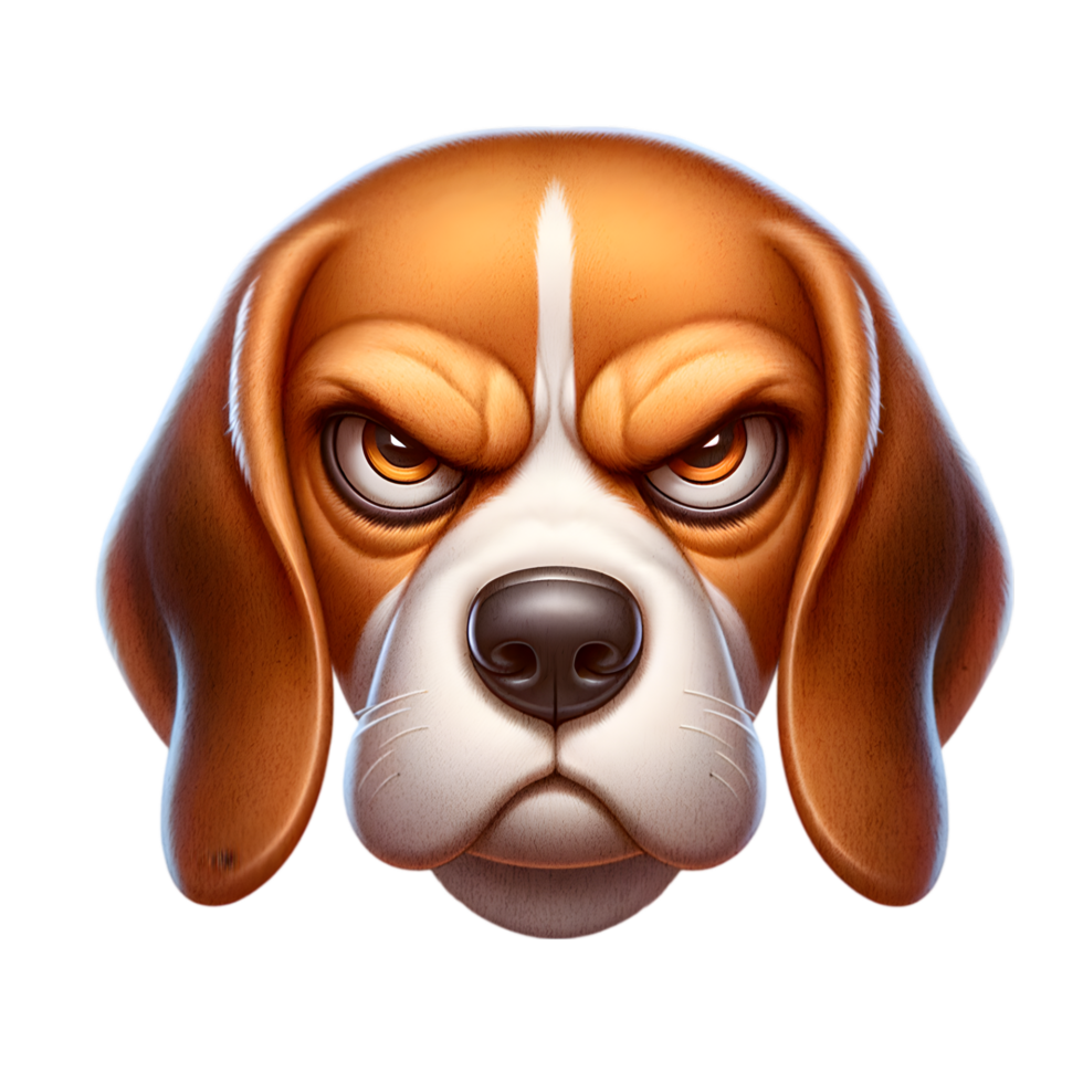 Grumpy Beagle Dog Face Cartoon Illustration png
