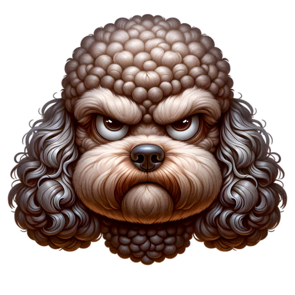 Grumpy Poodle Dog Portrait - Digital Art png