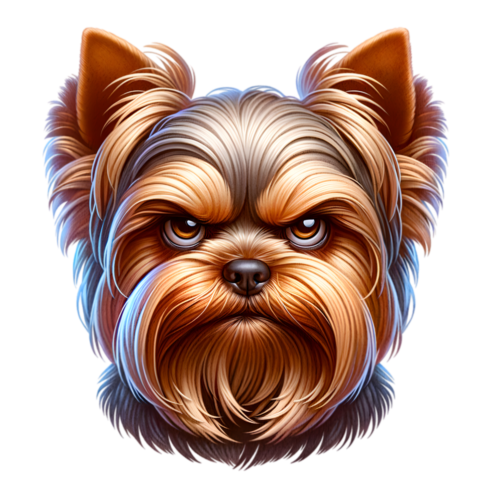 Grumpy Yorkshire Terrier Dog Portrait - Digital png
