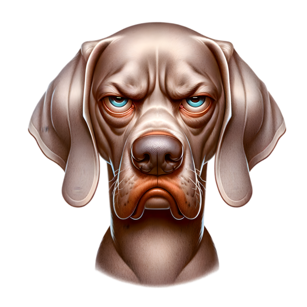 Grumpy Weimaraner Dog Portrait - Digital Art png