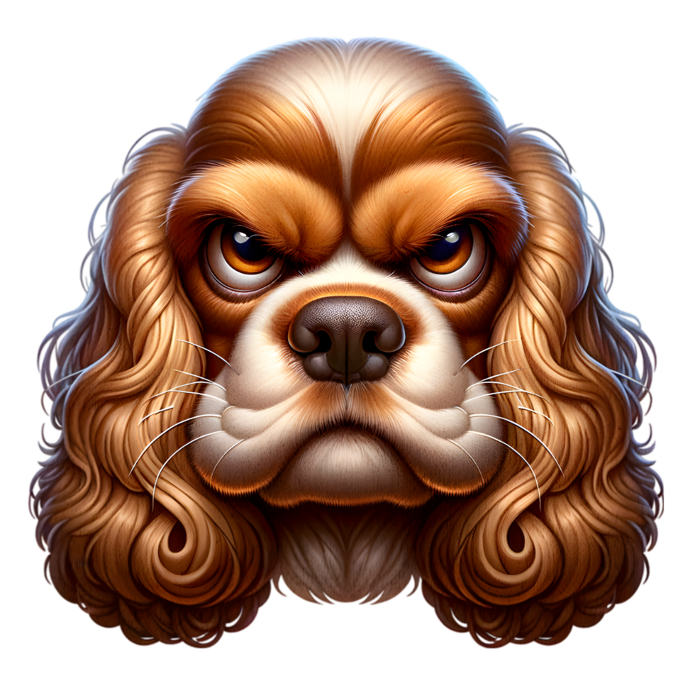 Grumpy Cavalier King Charles Spaniel Dog Portrait png