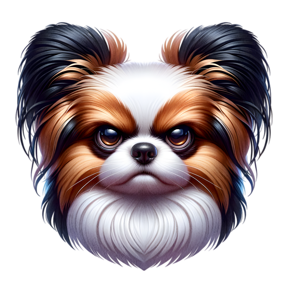 Grumpy Papillon Dog Portrait - Digital Art png