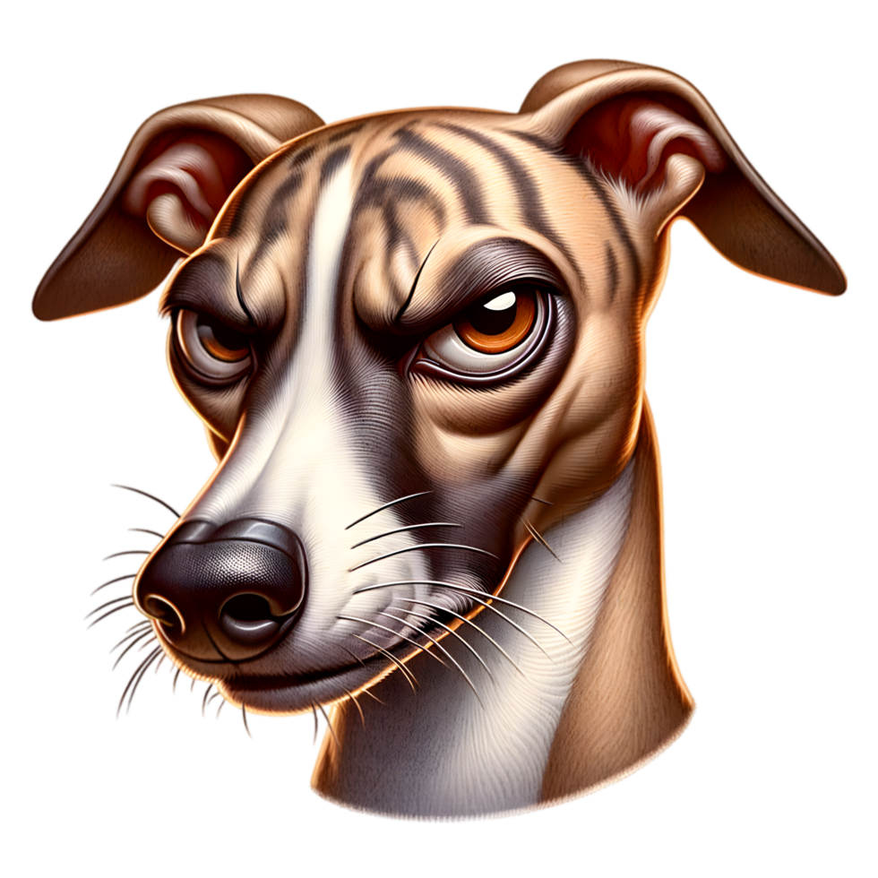 Grumpy Whippet Dog Portrait - Digital Art png
