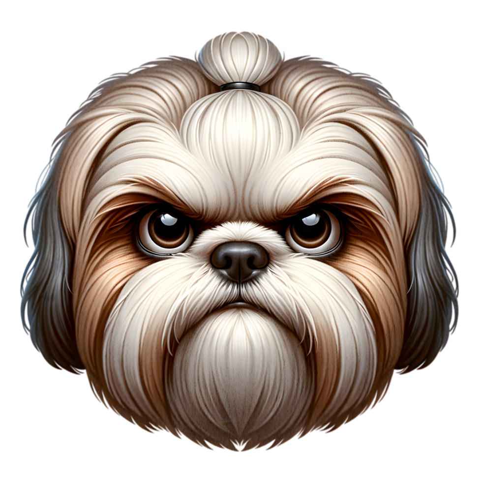 Grumpy Shih Tzu Dog Portrait Close-up of a Fierce png