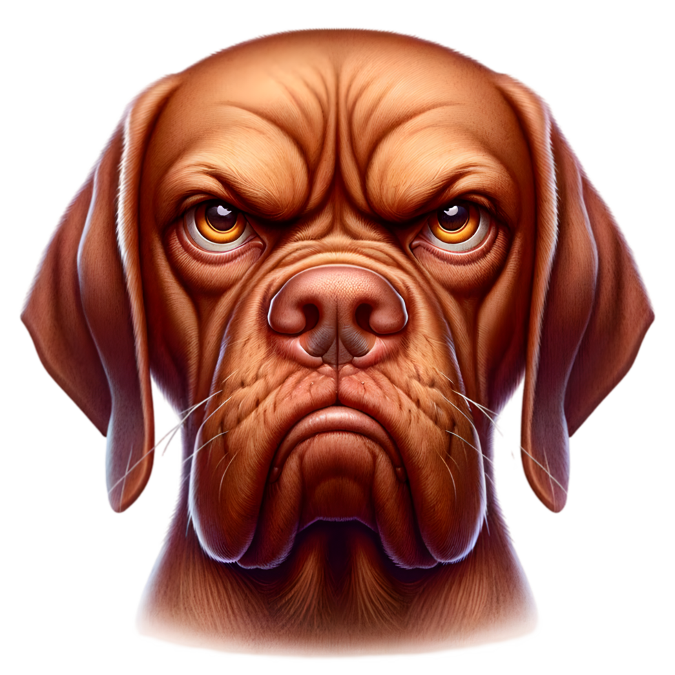Grumpy Dog Portrait A Digital Painting of a Brown png