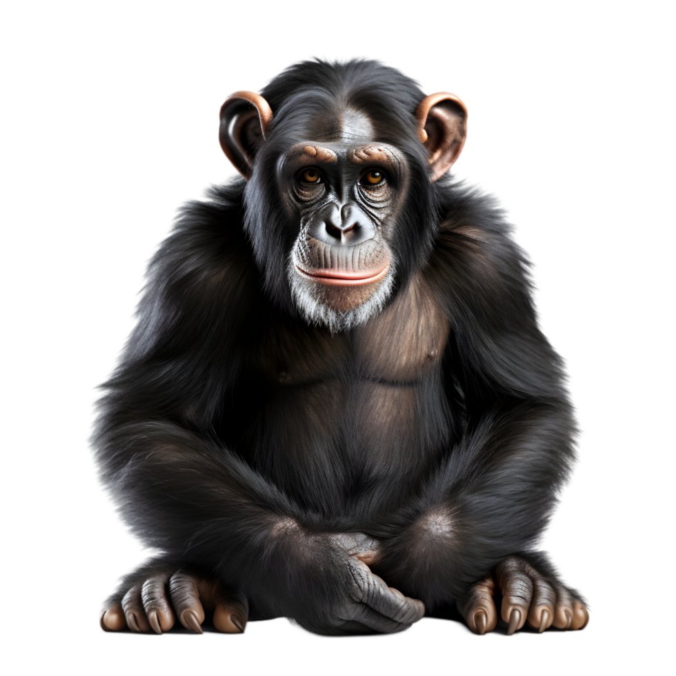 Portrait of a Chimpanzee Intelligent Primate Transparent Background png
