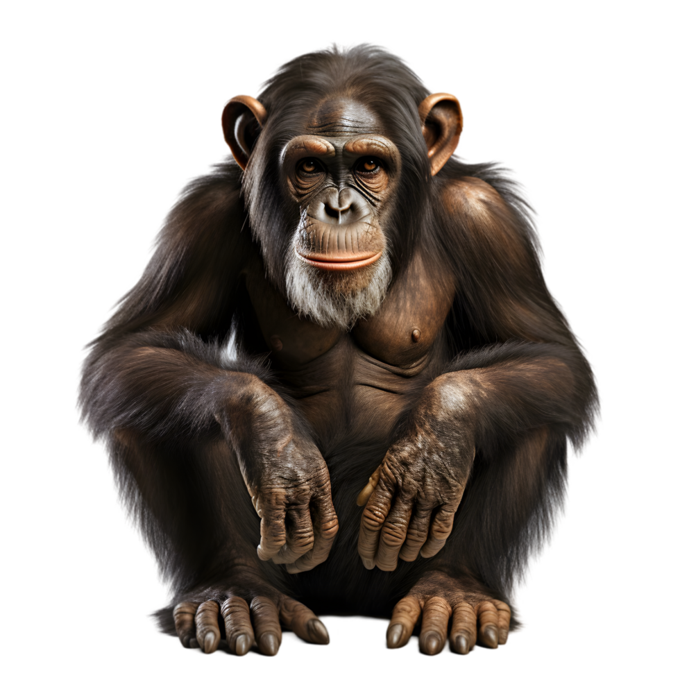 Portrait of a Chimpanzee Sitting Transparent Background png