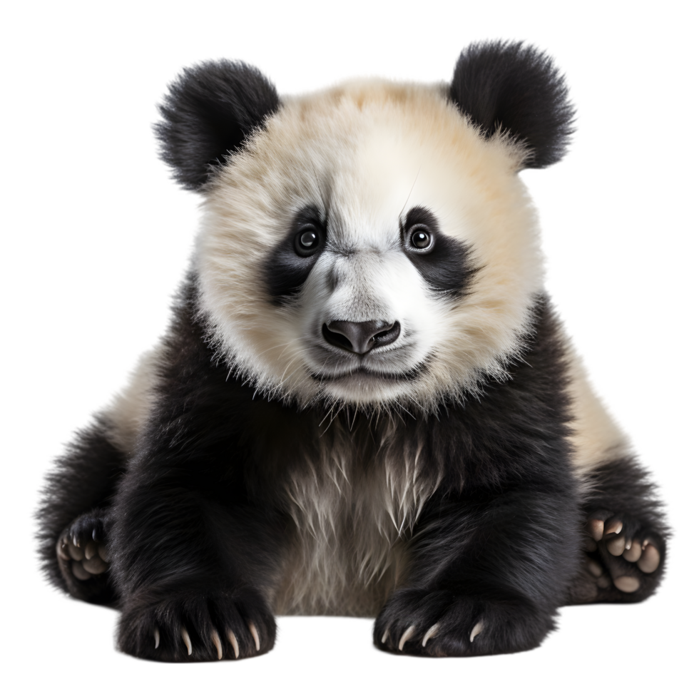Giant Panda Cub Sitting Isolated on Transparent Background png