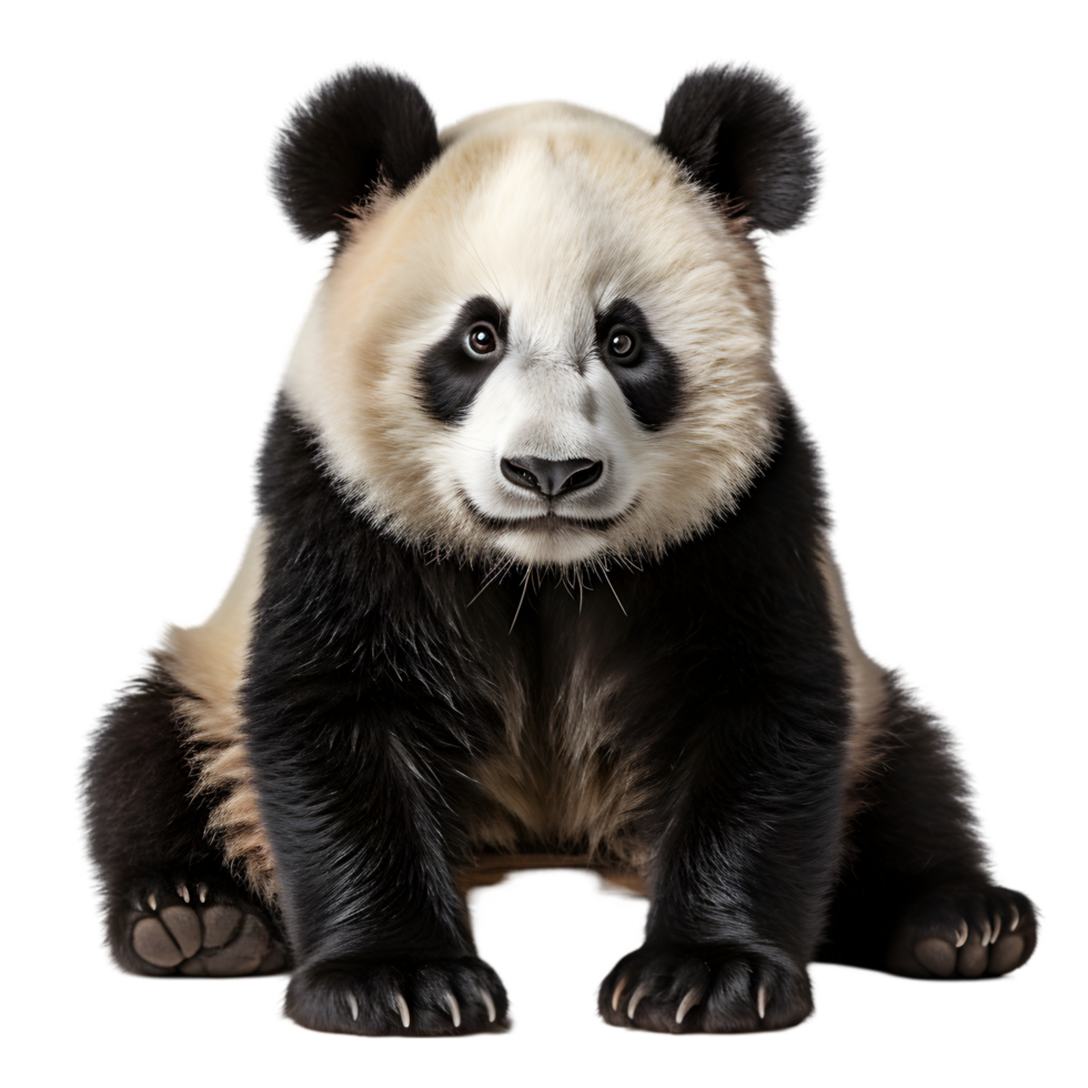 Adorable Giant Panda Cub Sitting Isolated on Transparent Background png