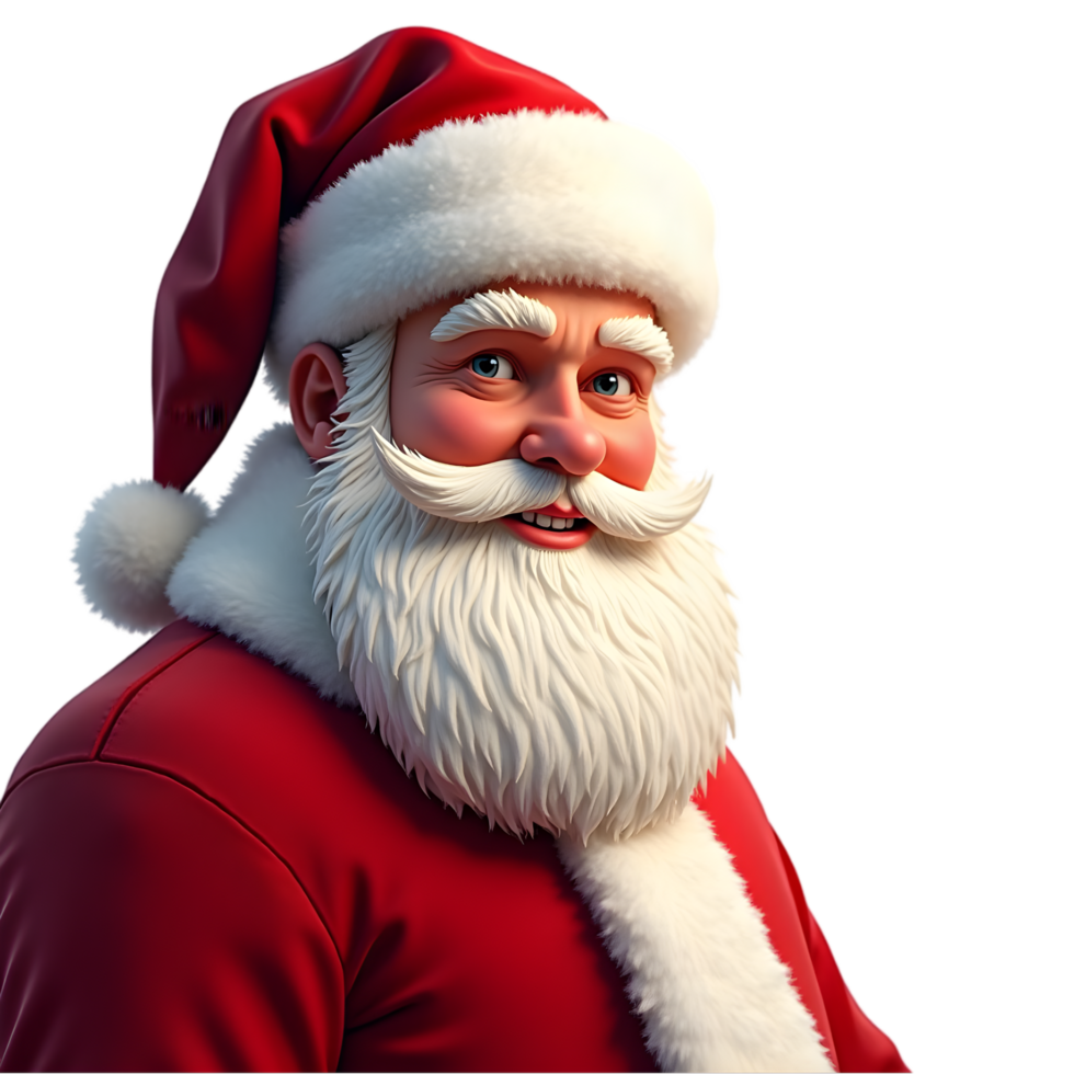 Jolly Santa Claus Portrait 3D Render of a Smiling png