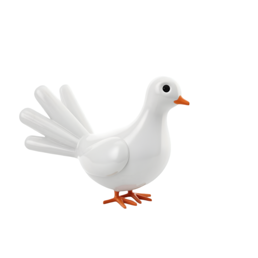 3D Render of a White Dove, Symbol of Peace and png