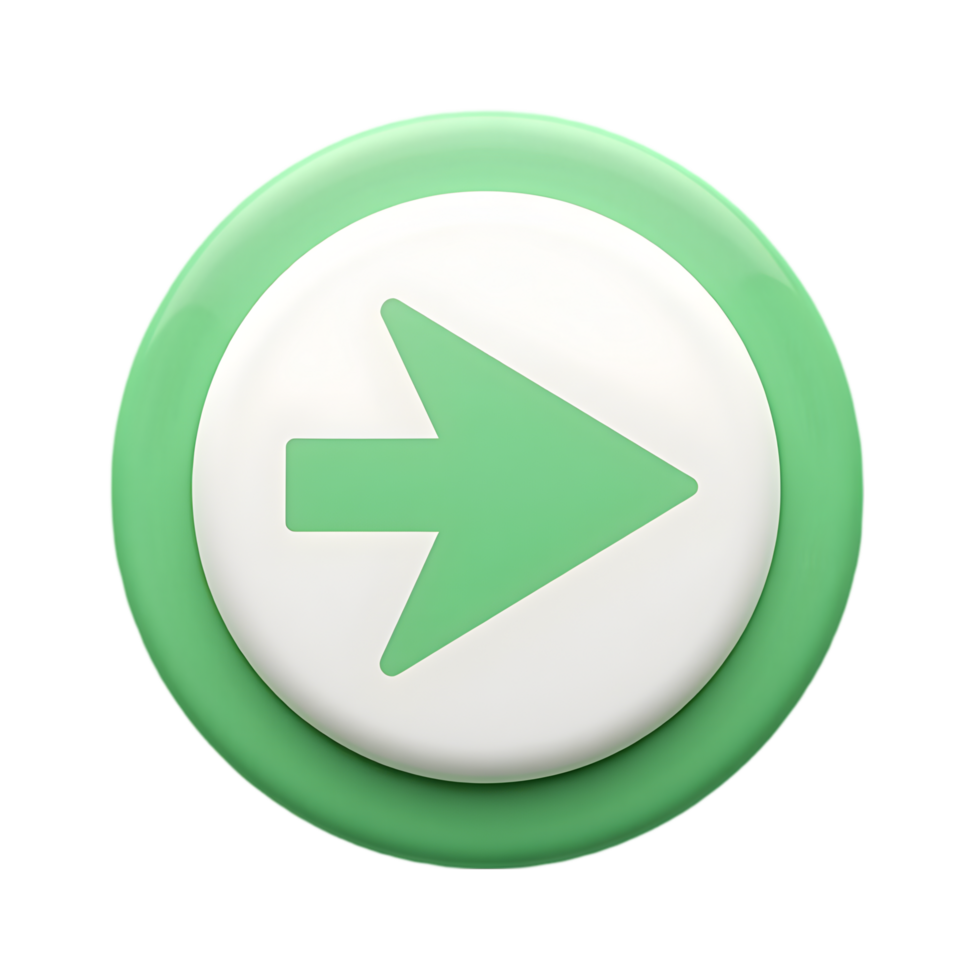 3D Green Next Button Icon Circular Arrow Graphic png