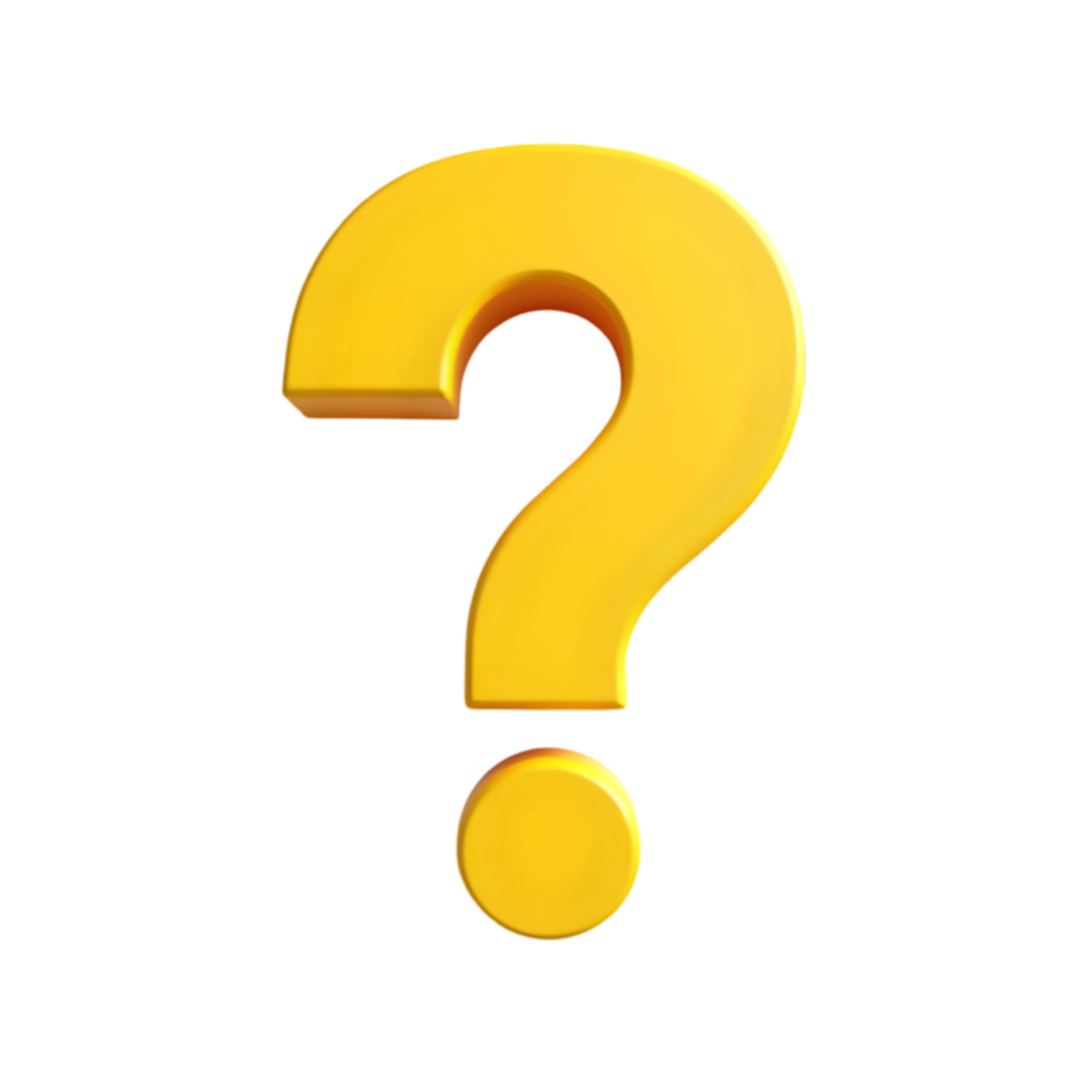 3D Render of a Yellow Question Mark on Black png