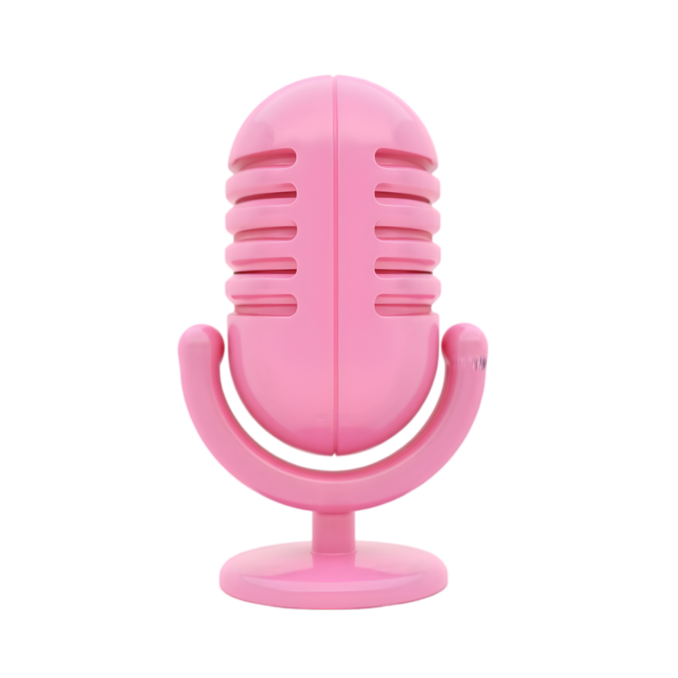 Pink Retro Microphone 3D Render - Broadcasting, png