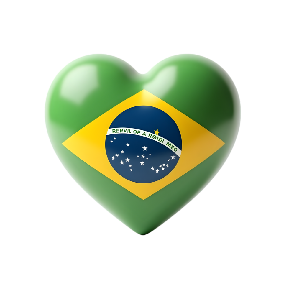 Brazilian Heart 3D Render of a Heart Shaped png