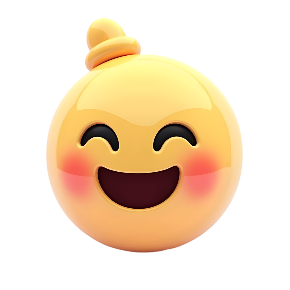 Joyful 3D Emoji with Blush and Top Hat png