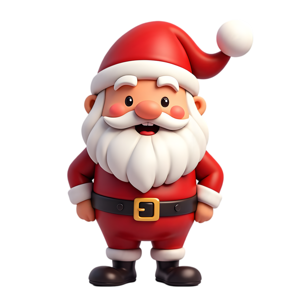 Jolly 3D Rendered Santa Claus Character for png
