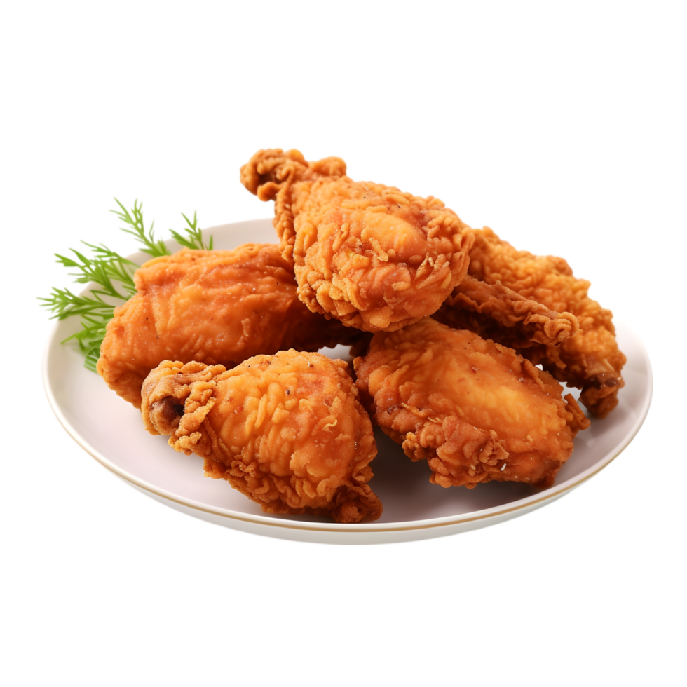 Crispy Fried Chicken Wings on a Plate Transparent Background png