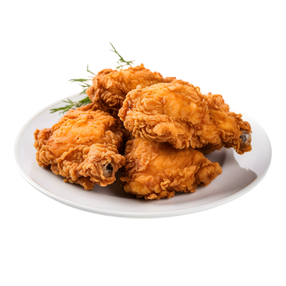 Crispy Fried Chicken Pieces on a Plate Transparent Background png