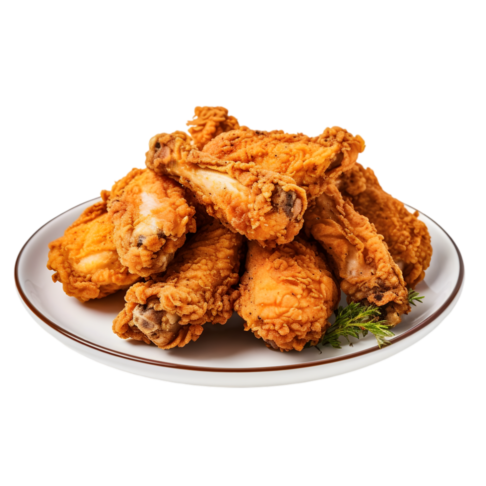 Crispy Fried Chicken Wings on a Plate Transparent Background png