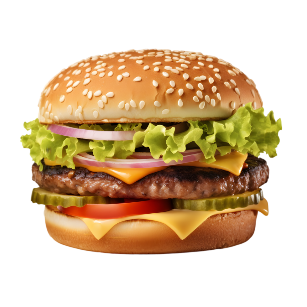 Juicy Cheeseburger with Sesame transparent background png