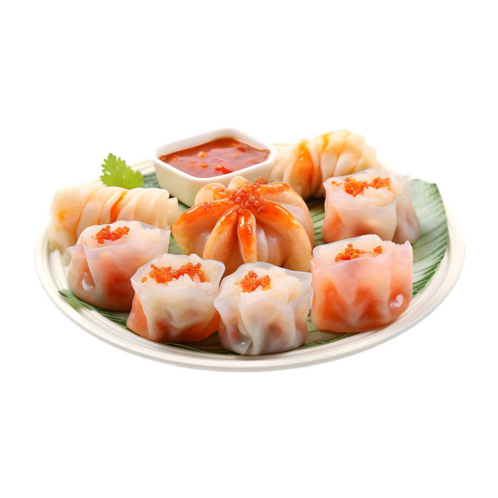 Delicious Assortment of Steamed Dim Sum with Transparent Background png