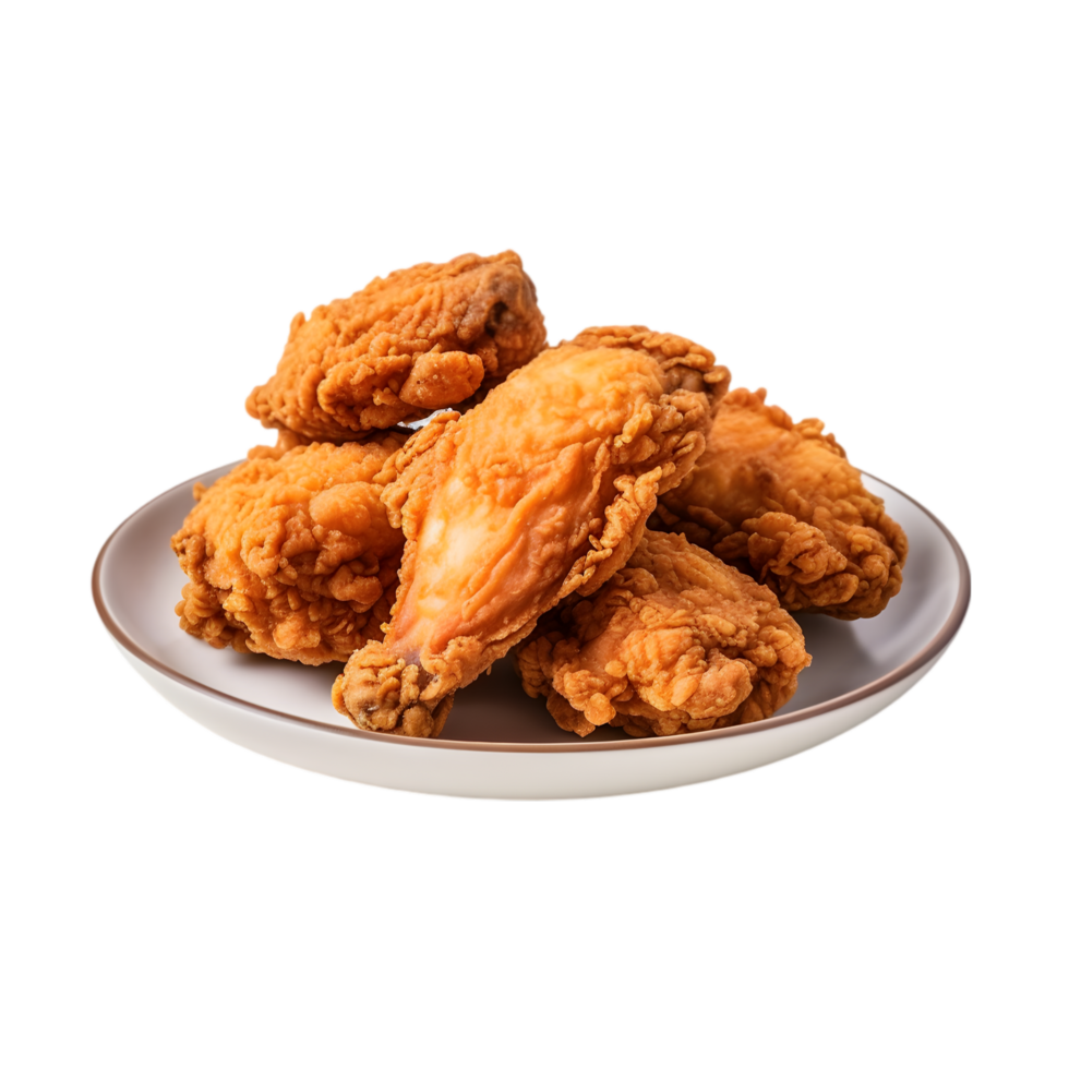 Crispy Fried Chicken Wings on a Plate Transparent Background png