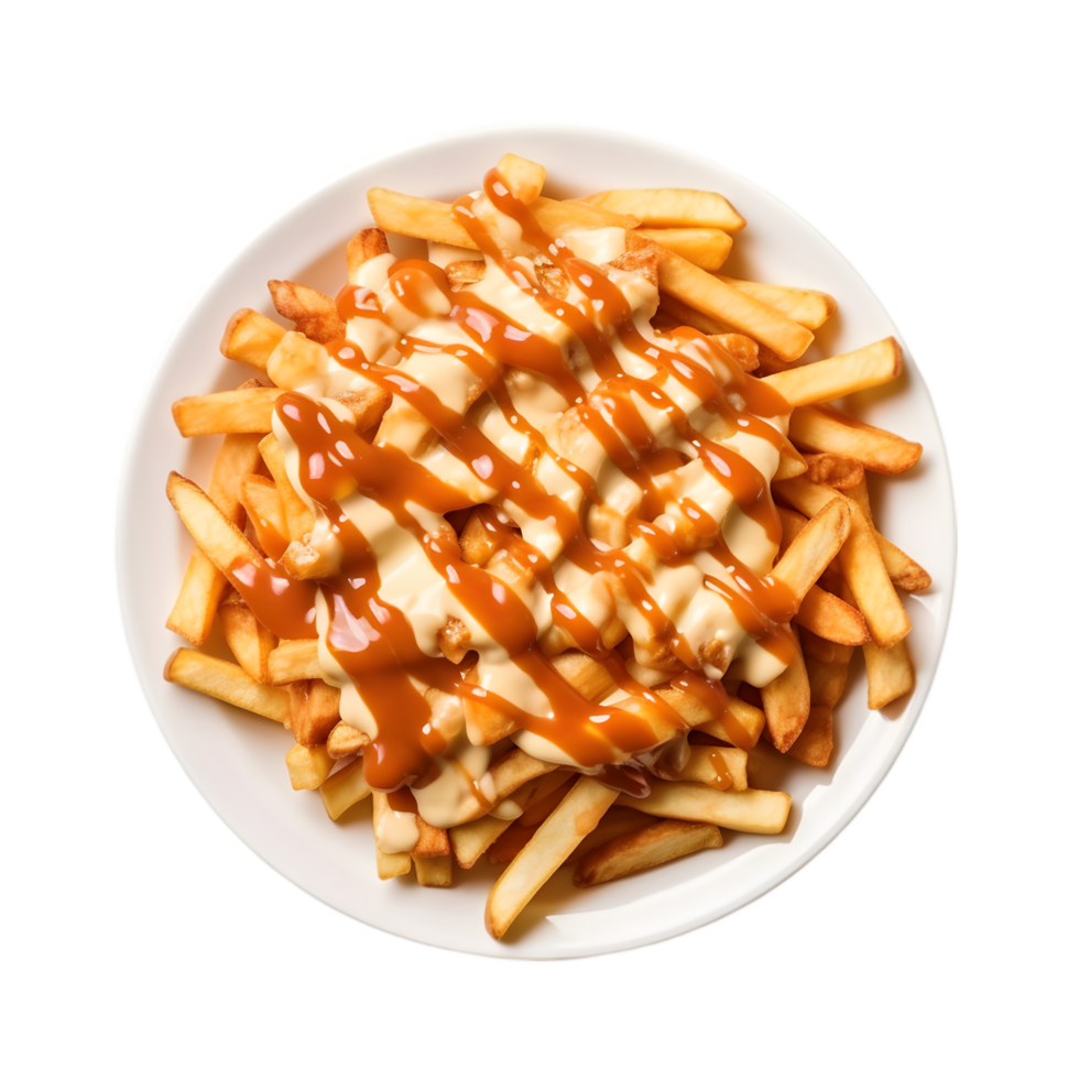 Delicious Poutine Crispy French Fries with Melted transparent background png