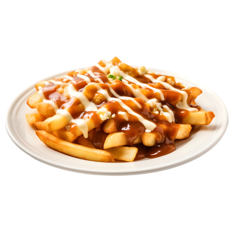 Delicious Poutine French Fries with Cheese Curds transparent background png