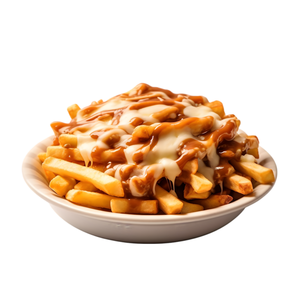 Poutine in a White Bowl transparent background png