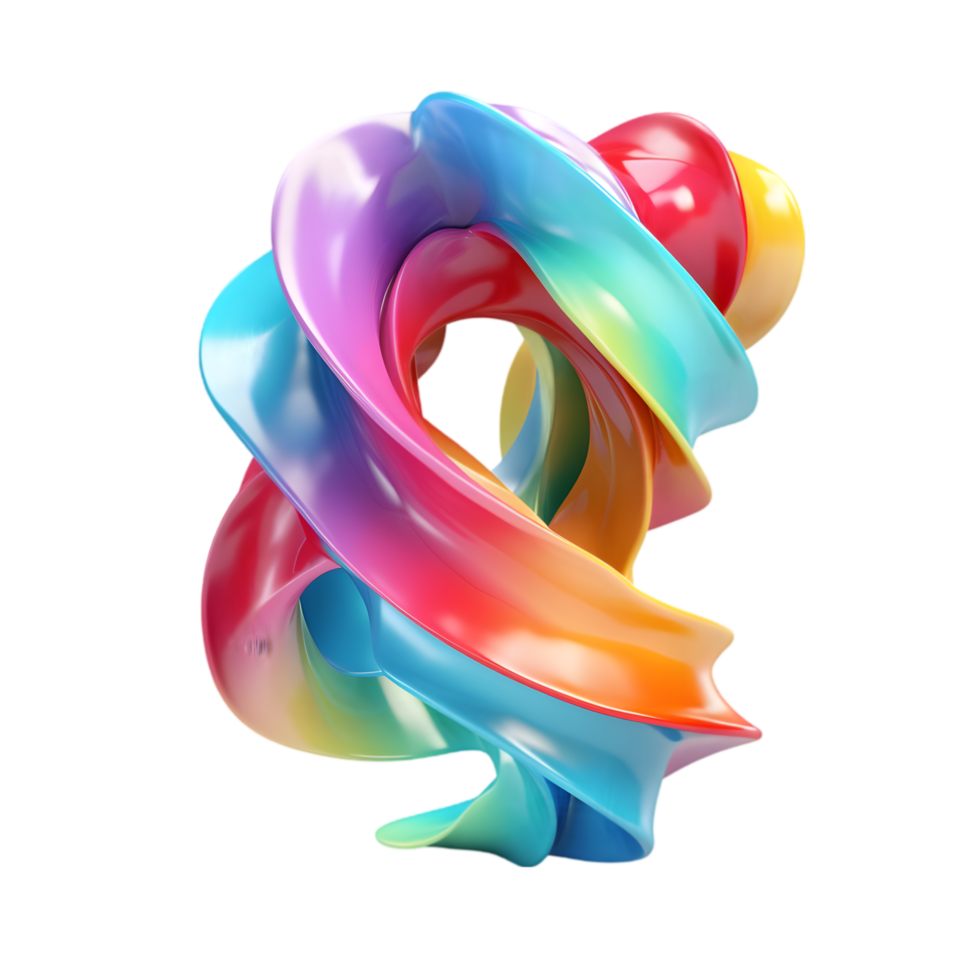 Abstract Rainbow Swirl Colorful 3D Render png