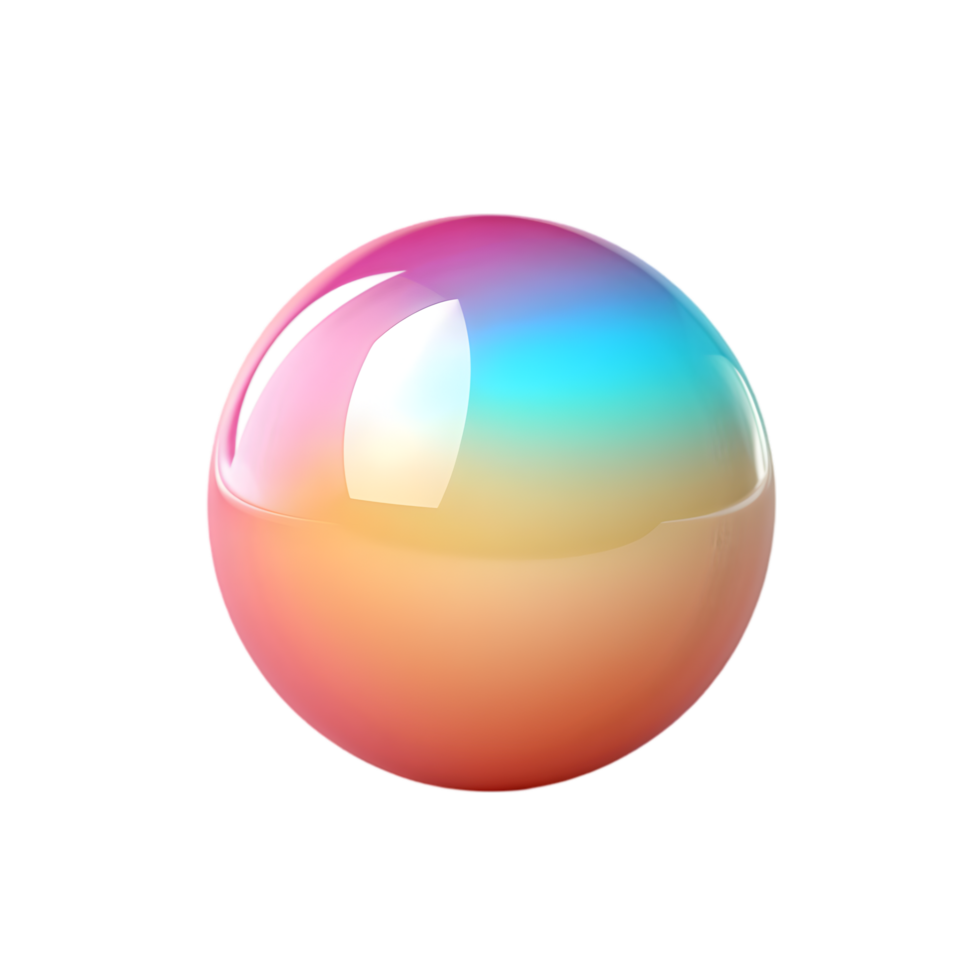 Abstract iridescent sphere, vibrant color png