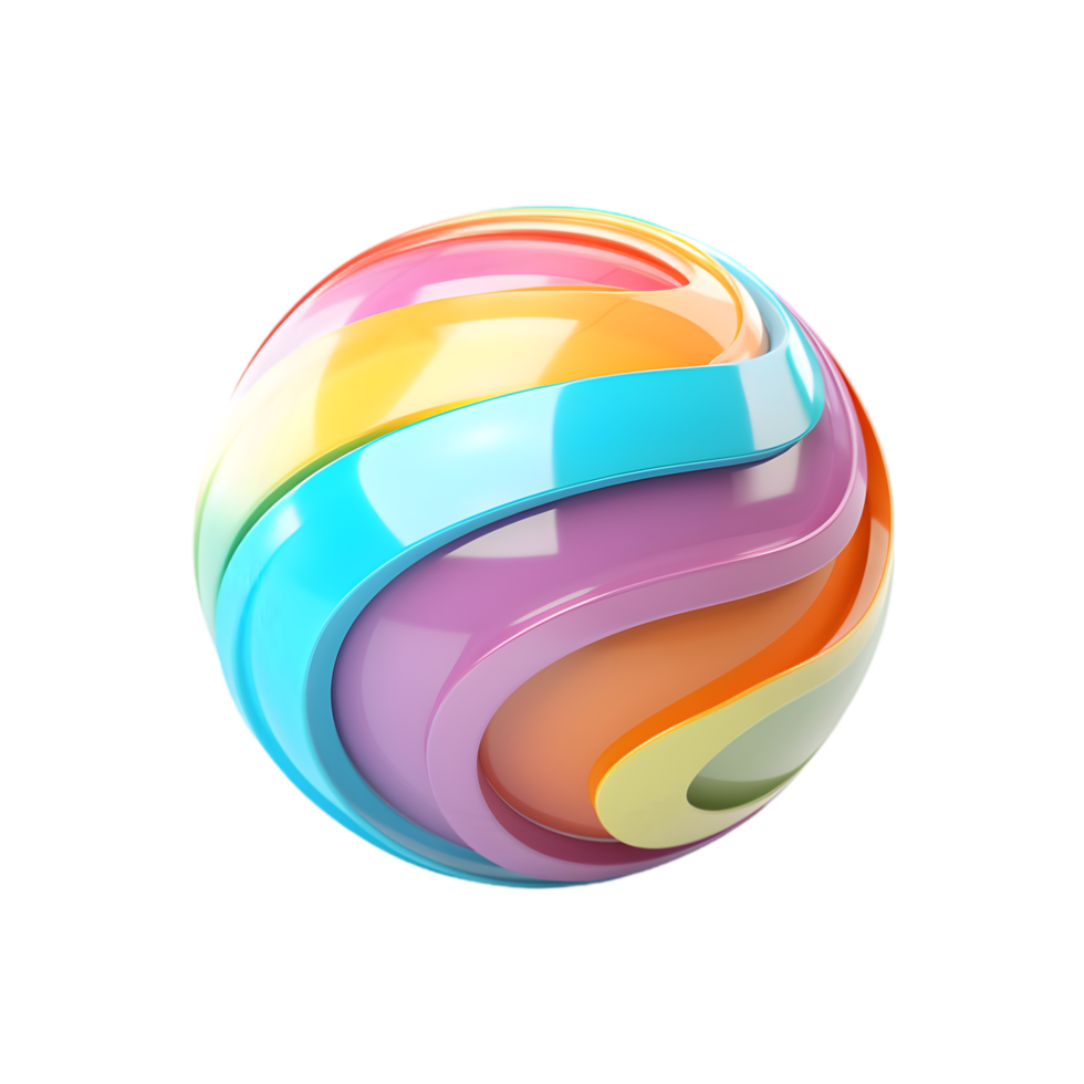 Abstract Rainbow Swirl Sphere Colorful 3D Render png