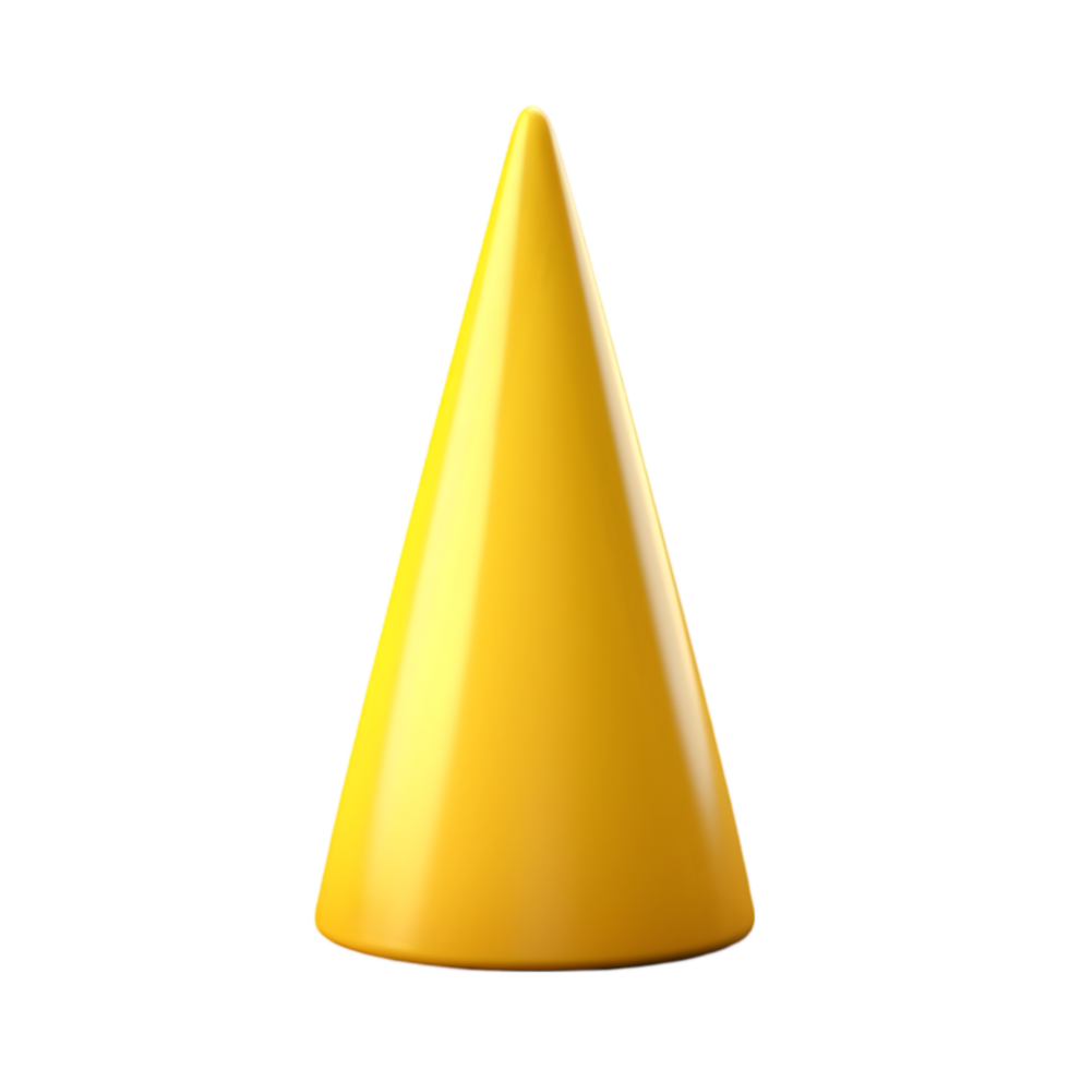 3D Render of a Shiny Yellow Cone Shape png