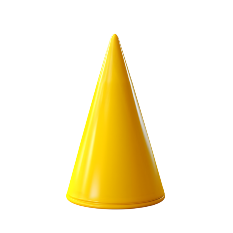 Vibrant Yellow Cone Shape 3D Render of a Simple png