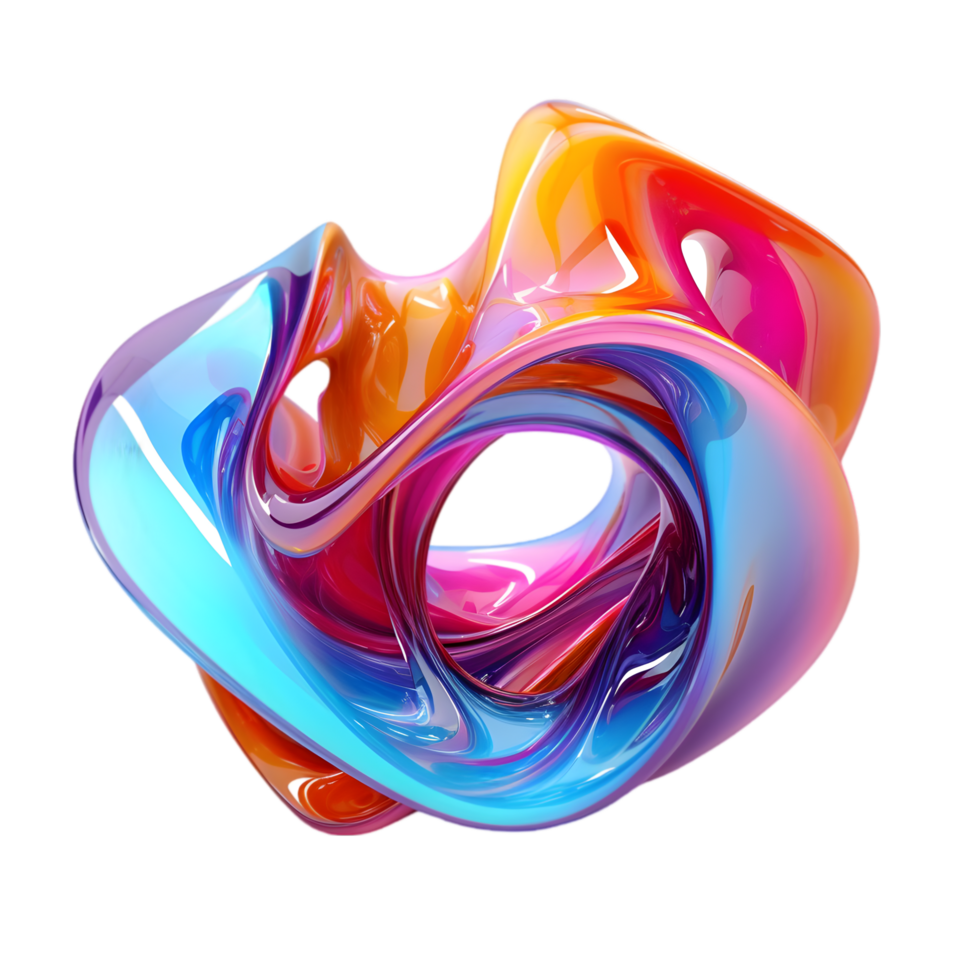 Abstract Colorful Liquid Swirl Design 3D Render png