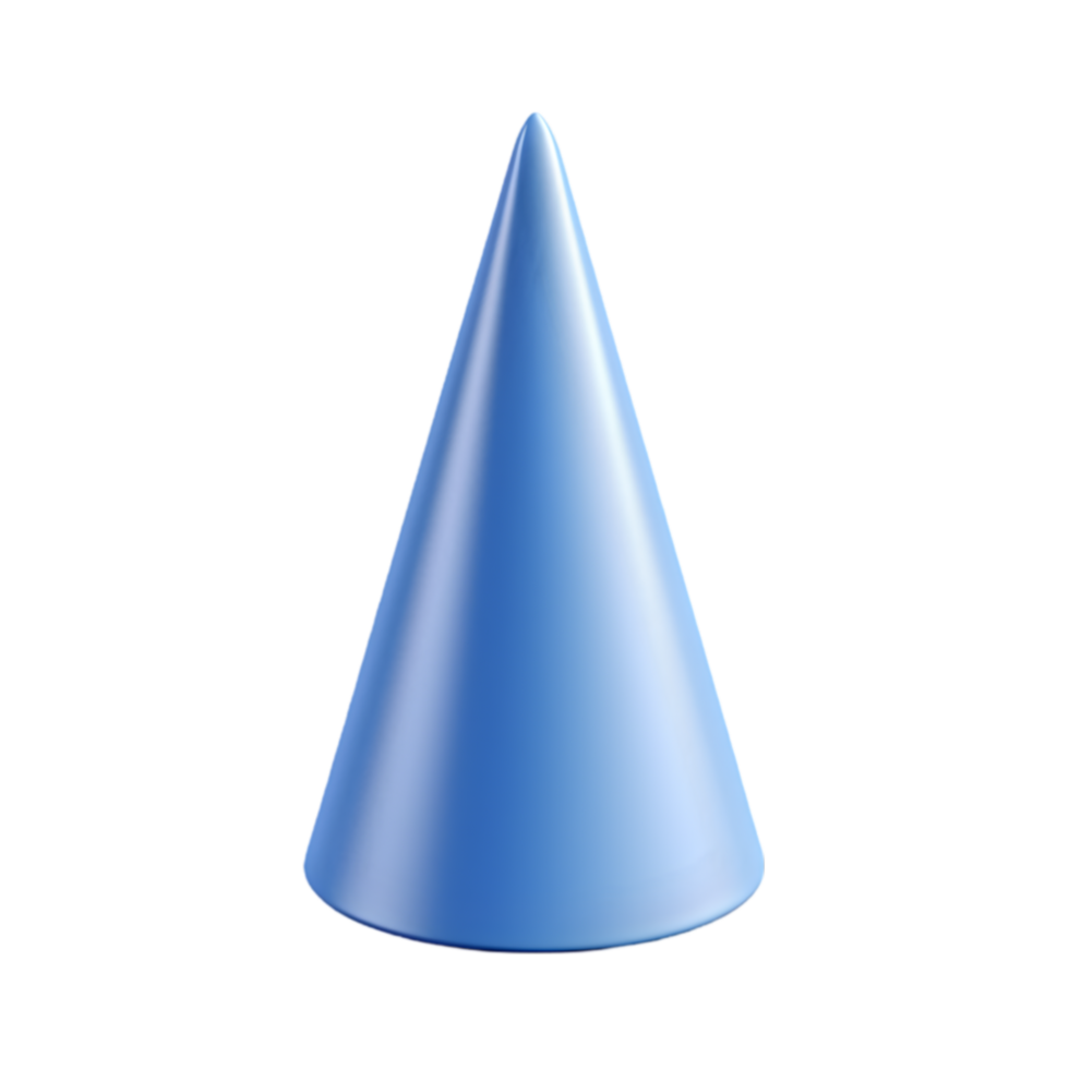 3D Render of a Smooth Blue Cone Shape png