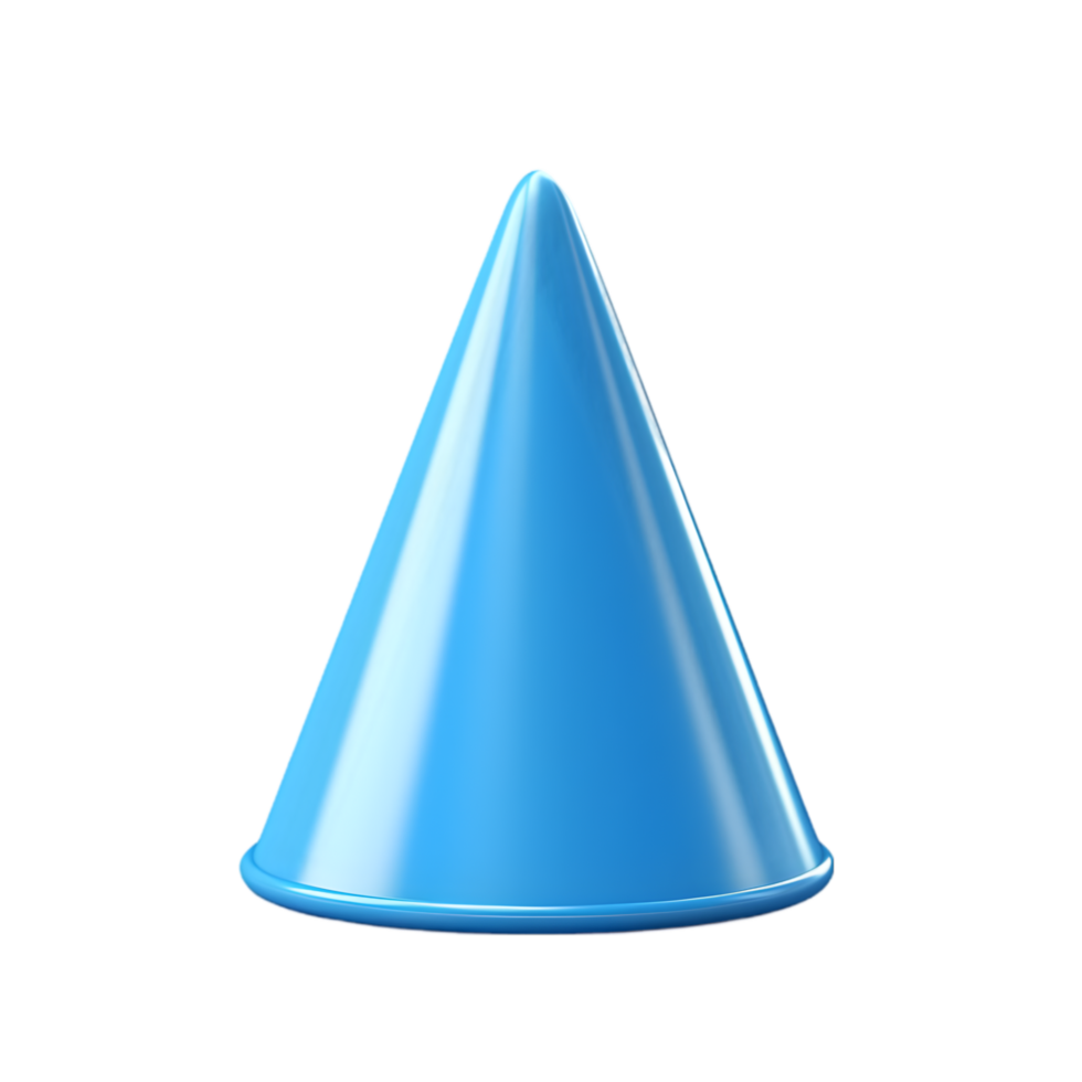 3D Render of a Shiny Blue Cone Shape png