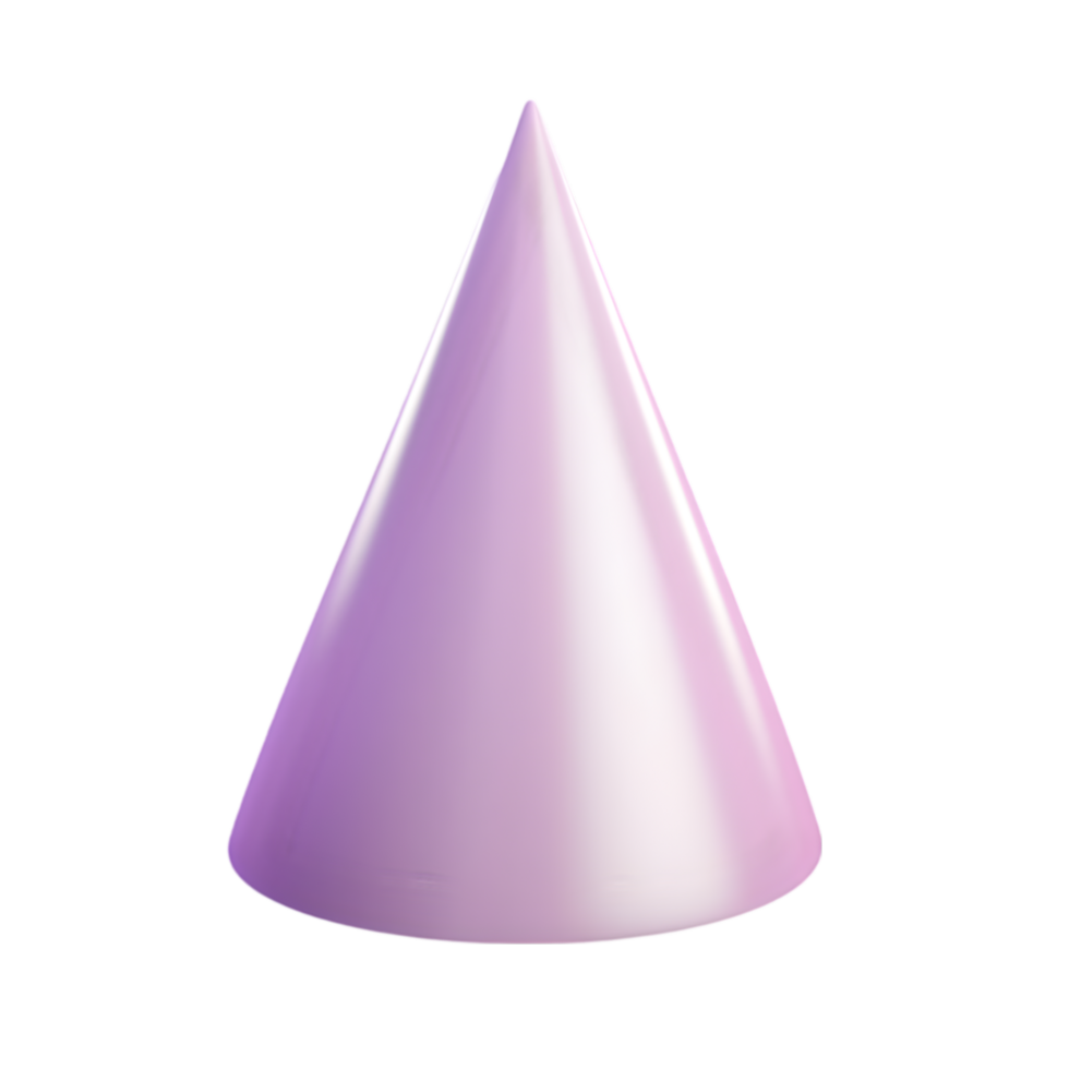 Lilac 3D Cone Shape, Geometric Purple Cone Render png
