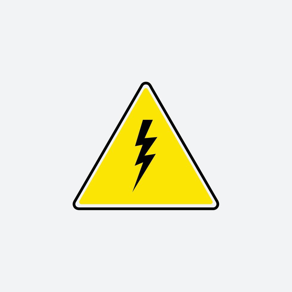 sign of high voltage. The electric discharge symbol, Warning yellow triangular sign vector