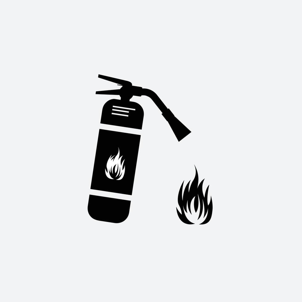 Fire extinguisher black color flat style vector