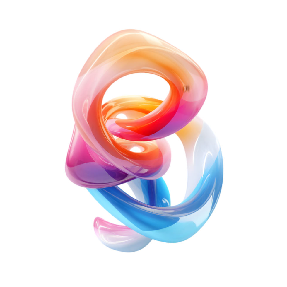 Colorful 3D Render of Intertwined Liquid png
