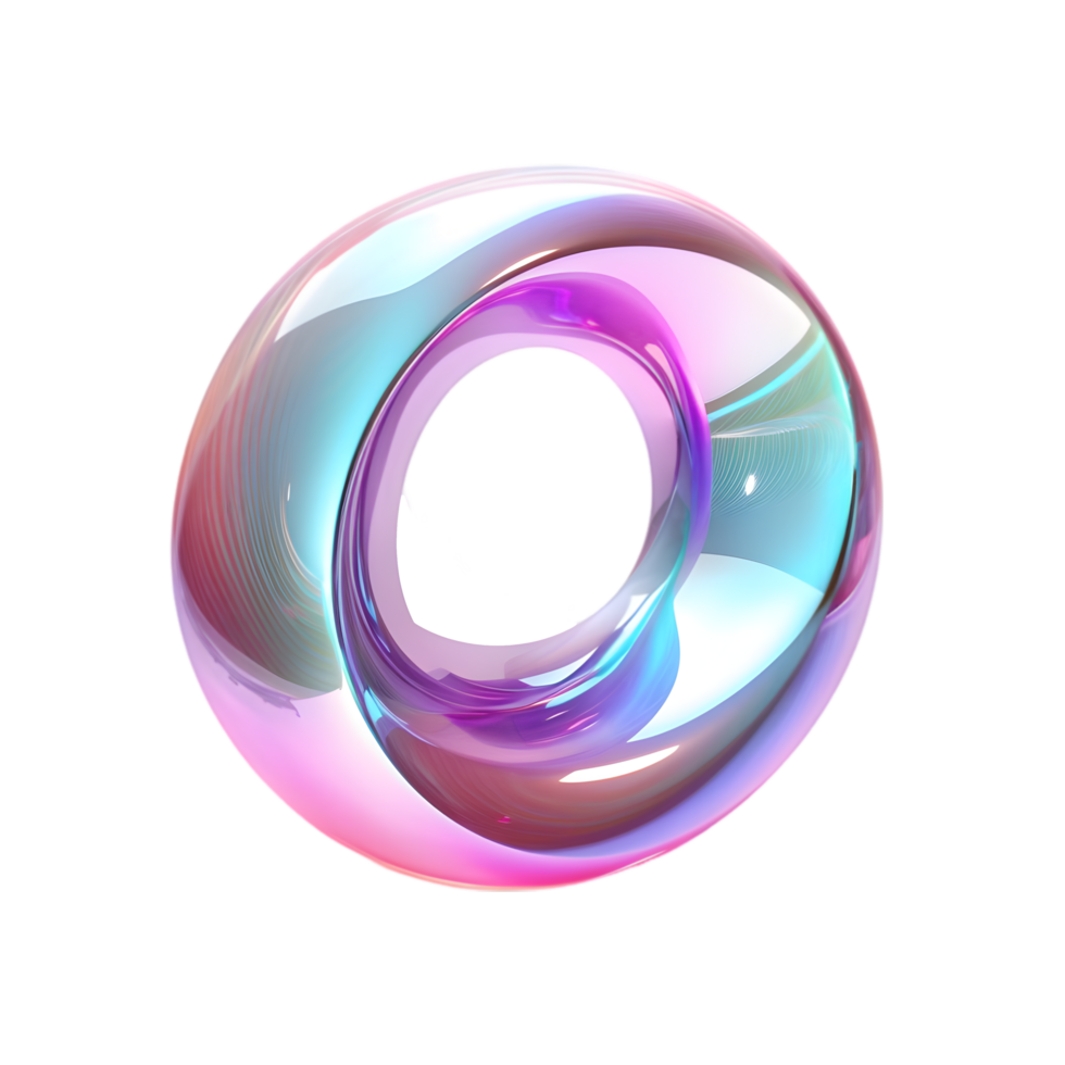 3D render of a Abstract iridescent glass torus png